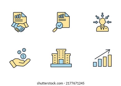 los iconos de outsourcing se configuran . símbolo de paquete de subcontratación vectores para web infográfica