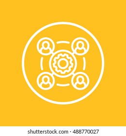 outsourcing line icon in circle, vector illustration