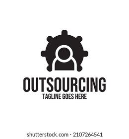 Outsourcing management logo isolated of flat style design on white background