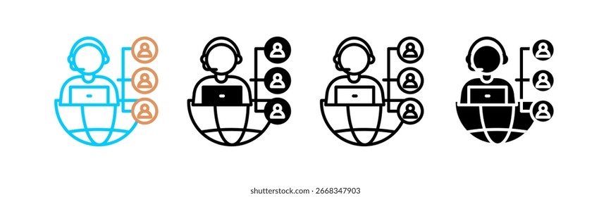 Outsourcing Multi style icon in line color, mixed, lineal color, glyph, line.