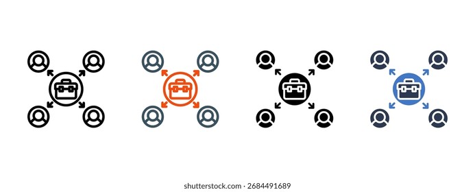 Outsourcing multiple icon style vector illustration