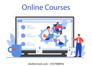 Outsourcing online service or platform. Idea of teamwork and project delegation. Company development and business strategy. Online course. Vector illustration