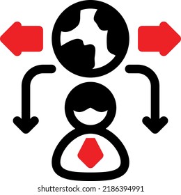 Subcontratación de la plantilla de ilustración y diseño vectorial de iconos de glifo rojo