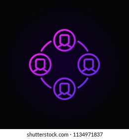 Outsourcing vector colored icon or design element in thin line style on dark background