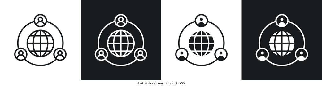 Ícone do vetor de terceirização definido em preto e branco. Ilustração de EPS 10