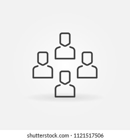 Outsourcing vector icon with workers. Concept thin line sign or design element