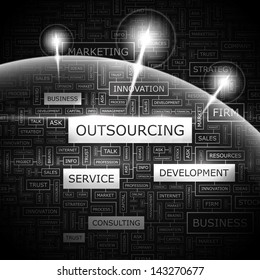 OUTSOURCING. Word cloud concept illustration.