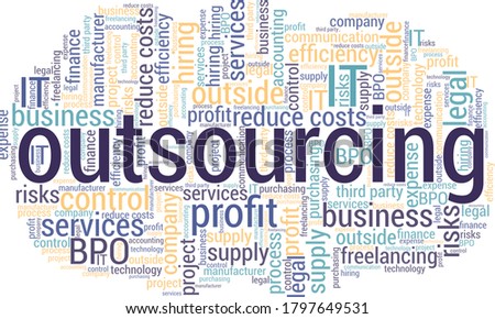 Outsourcing word cloud isolated on a white background. 