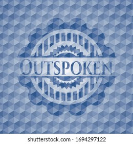 Outspoken blue emblem with geometric pattern background. Vector Illustration. Detailed.