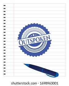 Outspoken pen effect. Blue ink. Vector Illustration. Detailed.