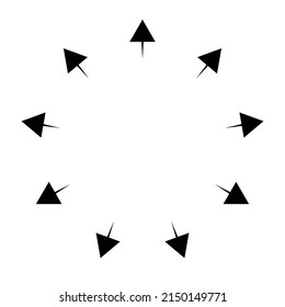 Flechas radiales, radiales, de expansión. Icono de difusión, extensión, propagación y emisión, símbolo