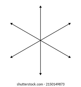 Flechas radiales, radiales, de expansión. Icono de difusión, extensión, propagación y emisión, símbolo