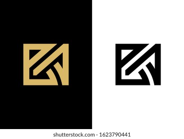 Outstanding BA initial based letter logo icon, gold and black color vector illustration