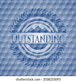 emblema azul sobresaliente con patrón geométrico. Ilustración vectorial. Detallado. 