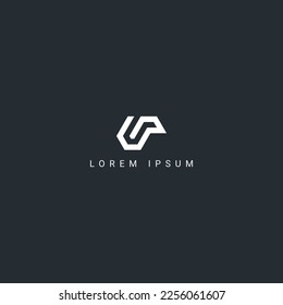 Letra creativa única destacable elemento vector de diseño de icono del logotipo UP PU.