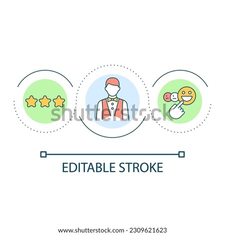 Outstanding customer service loop concept icon. Waiter performance. Good restaurant review abstract idea thin line illustration. Wait staff. Isolated outline drawing. Editable stroke. Arial font used