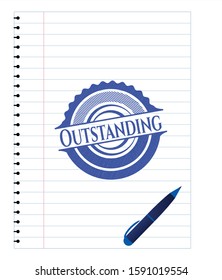 Outstanding draw (pen strokes). Blue ink. Vector Illustration. Detailed.