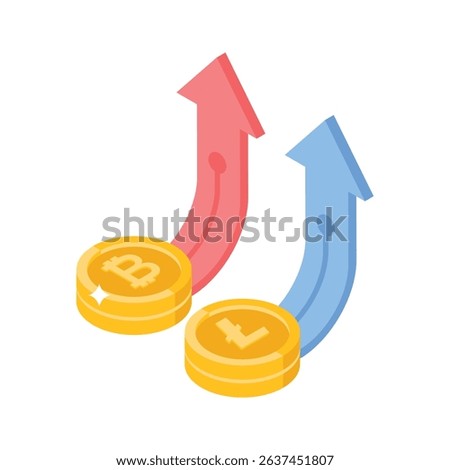 An outstanding isometric style icon of crypto growth