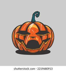 Outstanding and latest trending pumpkin logo for halloween festival. Logo character illustration with unique and extraordinary design style