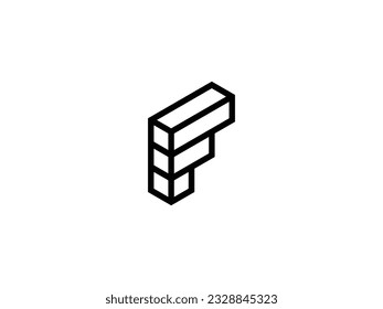 outstanding letter F initial with 3d or cube style logo design