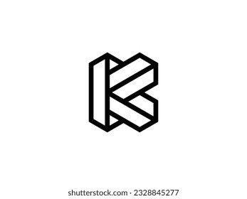 outstanding letter K monogram with 3d style logo design