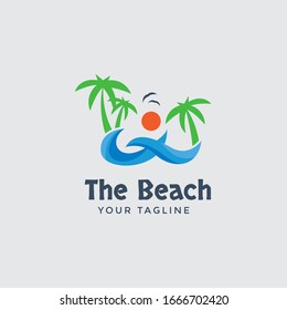 outstanding modern beach logo design template