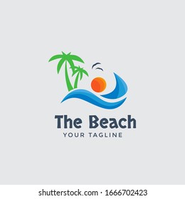 outstanding modern beach logo design template
