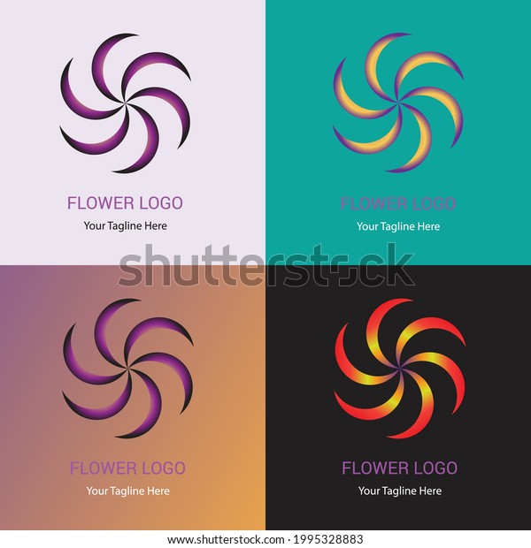 Outstanding Modern Circle Flower Logo Design Stock Vector (Royalty Free