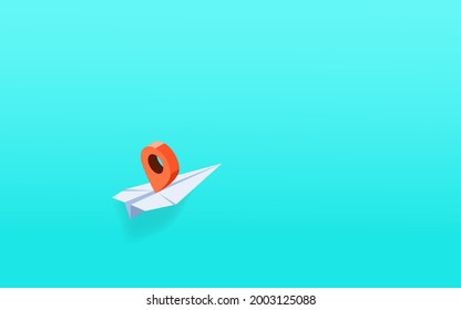 Outstanding the paper plane with map pointer. Business advantage opportunities and success concept. Vector Illustration