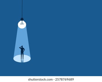 Outstanding people, Selection of workers, Light bulb shines on businessman