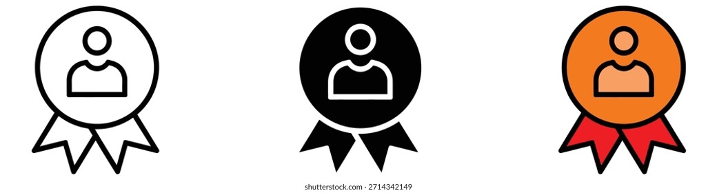 Icono de persona sobresaliente. Vector de la insignia de reconocimiento del empleado. Ilustración vectorial.