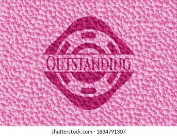 Outstanding pink emblem with bubbles background. Vector Illustration. Detailed. 