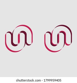 Outstanding professional 3D Initial lowercase un nu letter Abstract vector logo design concept. Awesome artistic curve In UN NU letter.