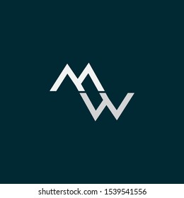 Outstanding professional elegant artistic dark blue and white WM MW initial based Alphabet icon Logo.