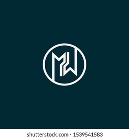 Outstanding professional elegant artistic dark blue and white WM MW initial based Alphabet icon Logo.