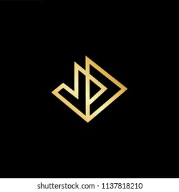 Outstanding professional elegant trendy awesome artistic black and gold color DJ JD initial based Alphabet icon logo.