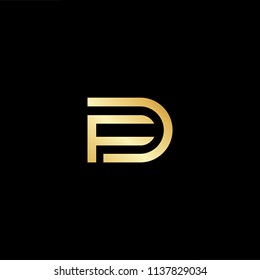 Outstanding professional elegant trendy awesome artistic black and gold color DP PD initial based Alphabet icon logo.