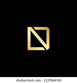 Outstanding professional elegant trendy awesome artistic black and gold color DN ND initial based Alphabet icon logo.