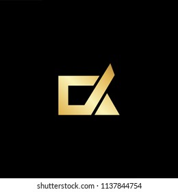 Outstanding professional elegant trendy awesome artistic black and gold color DA AD initial based Alphabet icon logo.