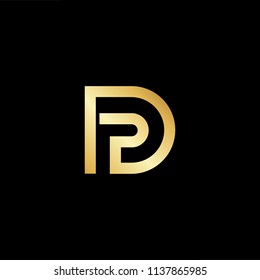 Outstanding professional elegant trendy awesome artistic black and gold color DP PD initial based Alphabet icon logo.