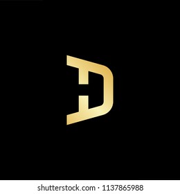 Outstanding professional elegant trendy awesome artistic black and gold color DH HD initial based Alphabet icon logo.