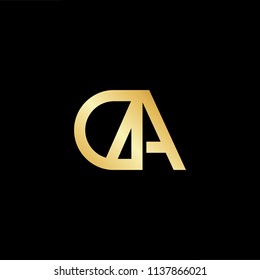 Outstanding professional elegant trendy awesome artistic black and gold color DA AD initial based Alphabet icon logo.