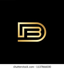 Outstanding professional elegant trendy awesome artistic black and gold color DB BD initial based Alphabet icon logo.