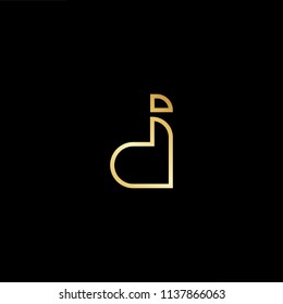 Outstanding professional elegant trendy awesome artistic black and gold color DI ID initial based Alphabet icon logo.