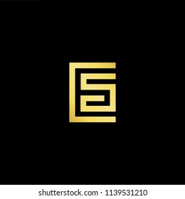 Outstanding professional elegant trendy awesome artistic black and gold color ES SE initial based Alphabet icon logo.