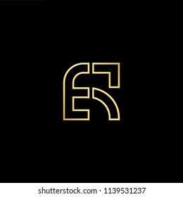 Outstanding professional elegant trendy awesome artistic black and gold color ER RE initial based Alphabet icon logo.