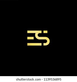 Outstanding professional elegant trendy awesome artistic black and gold color ES SE initial based Alphabet icon logo.