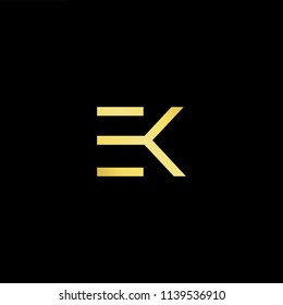 Outstanding professional elegant trendy awesome artistic black and gold color EK KE initial based Alphabet icon logo.