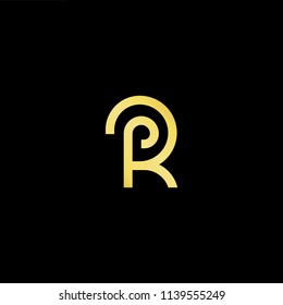 Outstanding professional elegant trendy awesome artistic black and gold color FR RF initial based Alphabet icon logo.