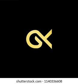 Outstanding professional elegant trendy awesome artistic black and gold color GK KG initial based Alphabet icon logo.